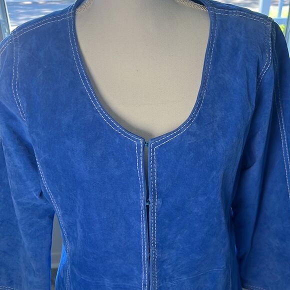 Leather Linea by Louis Dell'Olio Fully Lined Jacket Size M Royal Blue EUC - Picture 2 of 16